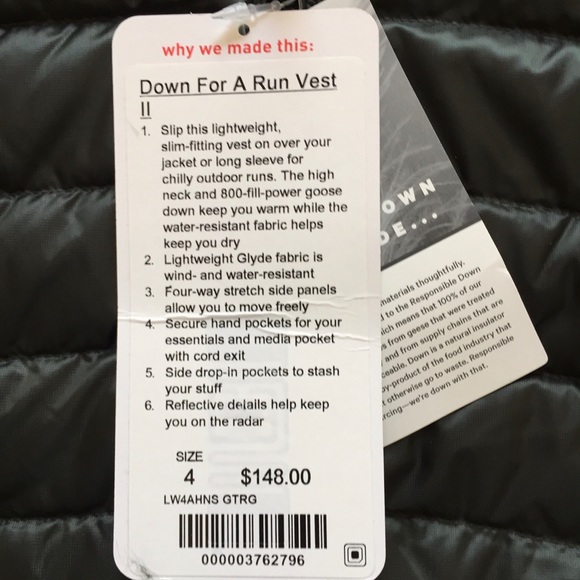 NWT GATOR GREEN LULULEMON DOWN FOR A RUN VEST 2 - Picture 5 of 8